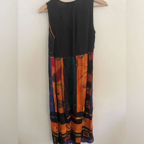Carole Little Dress maxi Women medium Black Boho Sleeveless Geometric vintage - Picture 4 of 4